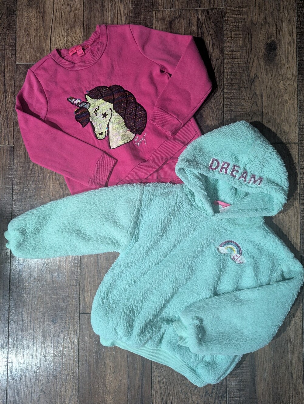Betsey Johnson Girls Sweater Lot Of 2 - Size Small Sequins & Unicorns Hooded